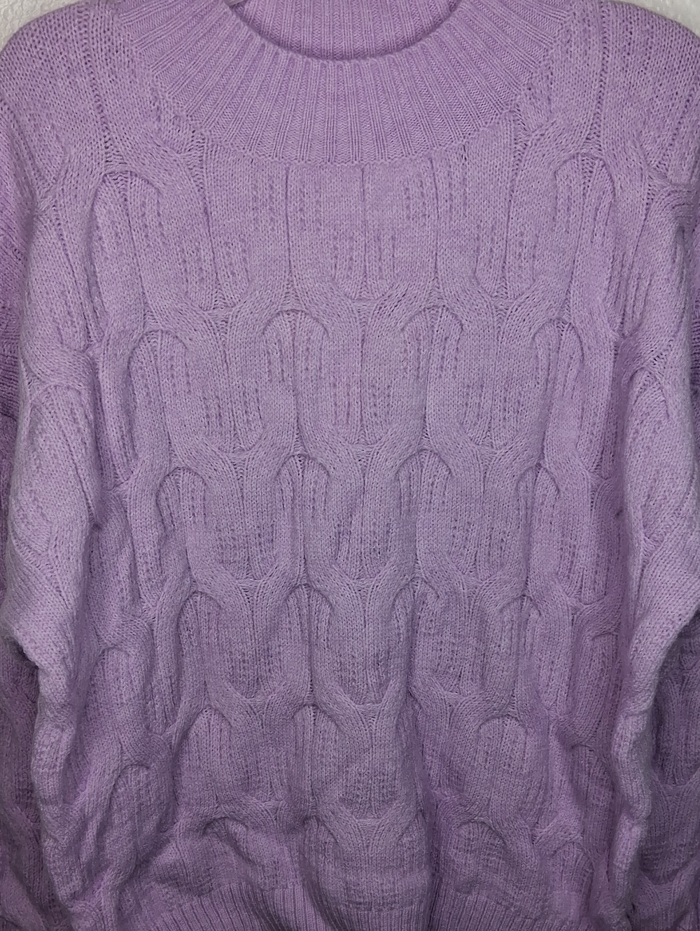 Women’s Lavender Cable Turtleneck Sweater